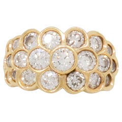 Estate Honeycomb Design Diamond Ring in 14k Yellow Gold