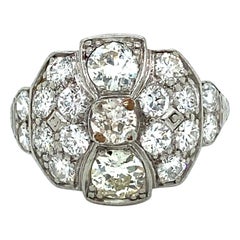 Special Antique Platinum Diamond Cluster Ring Engagement Ring, 2.45ct