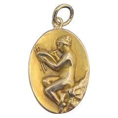 Nude Woman Maiden Artist Painting Pendant Neoclassical Antique Gold Art Nouveau