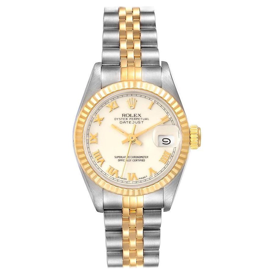 Rolex Datejust Steel Yellow Gold Fluted Bezel Ladies Watch 69173