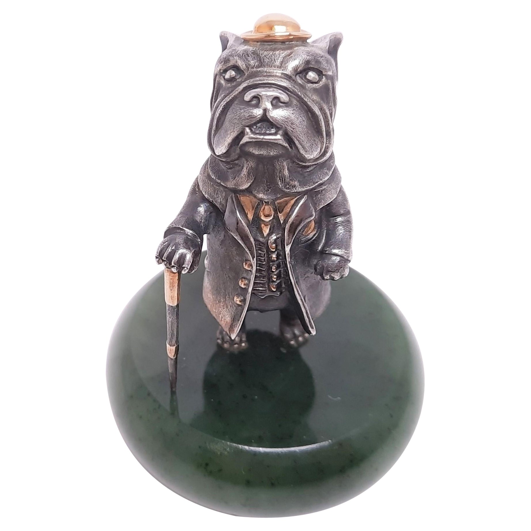 Talisman miniature de chien en argent et plaqué or véritable Dr. Watson