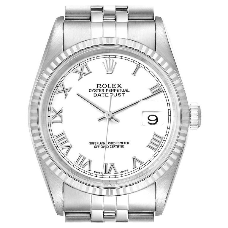 Rolex Datejust Steel White Gold White Dial Jubilee Bracelet Watch 16234 For Sale