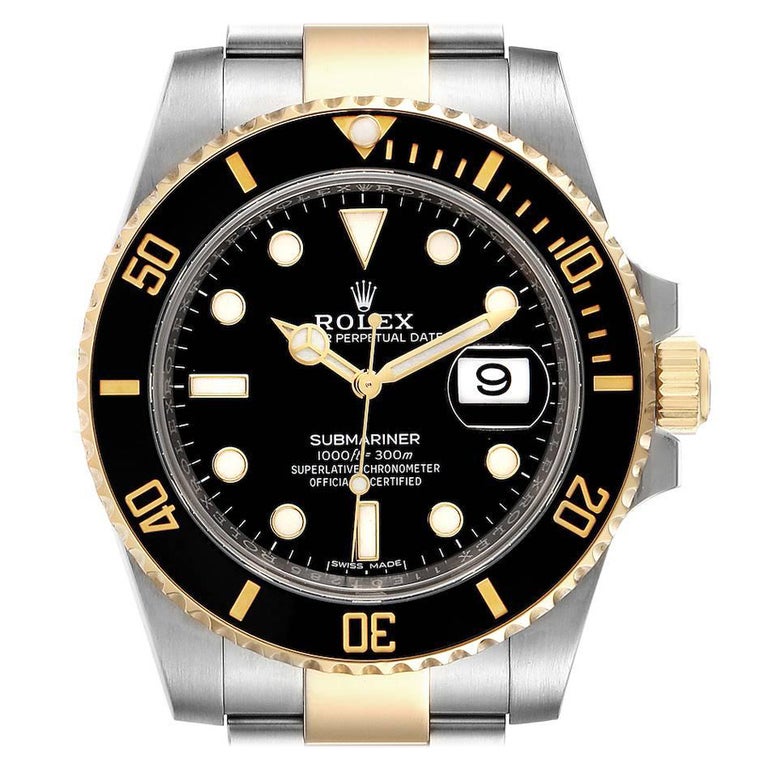 Rolex Submariner Steel Yellow Gold Black Dial Mens Watch 116613 Unworn