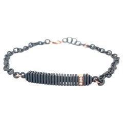 Men's Titanium Rose Gold White Diamonds Bracelet