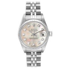 Rolex Datejust Steel White Gold MOP Diamond Ladies Watch 79174