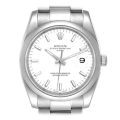 Rolex Date White Dial Oyster Bracelet Steel Mens Watch 115200 Box Card
