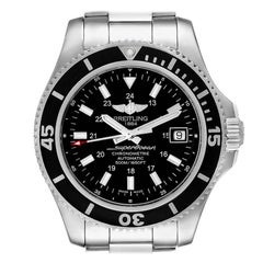 Breitling Superocean II Black Dial Steel Mens Watch A17365 Box Papers