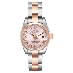 Rolex Datejust Steel Rose Gold Rose Roman Dial Ladies Watch 179161