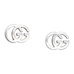 Gucci GG Tissue Stud 18ct White Gold Earrings