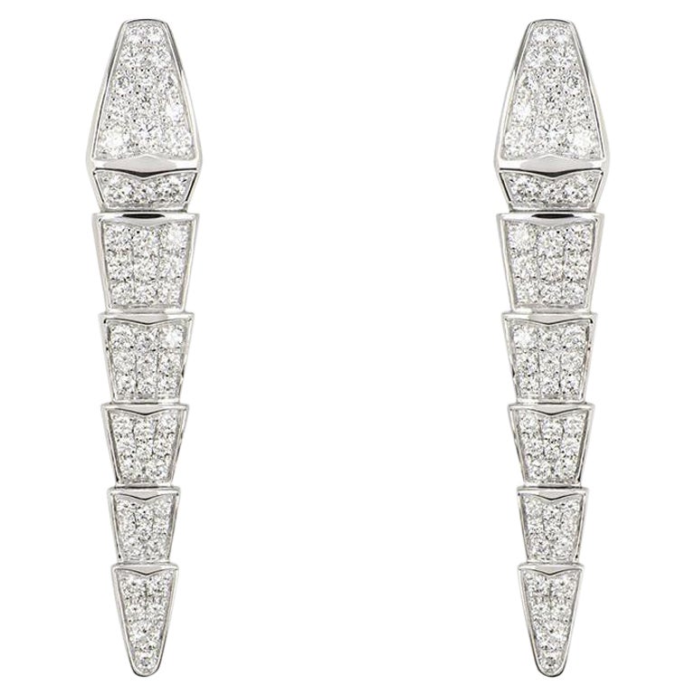 Bvlgari White Gold Diamond Serpenti Viper Earrings