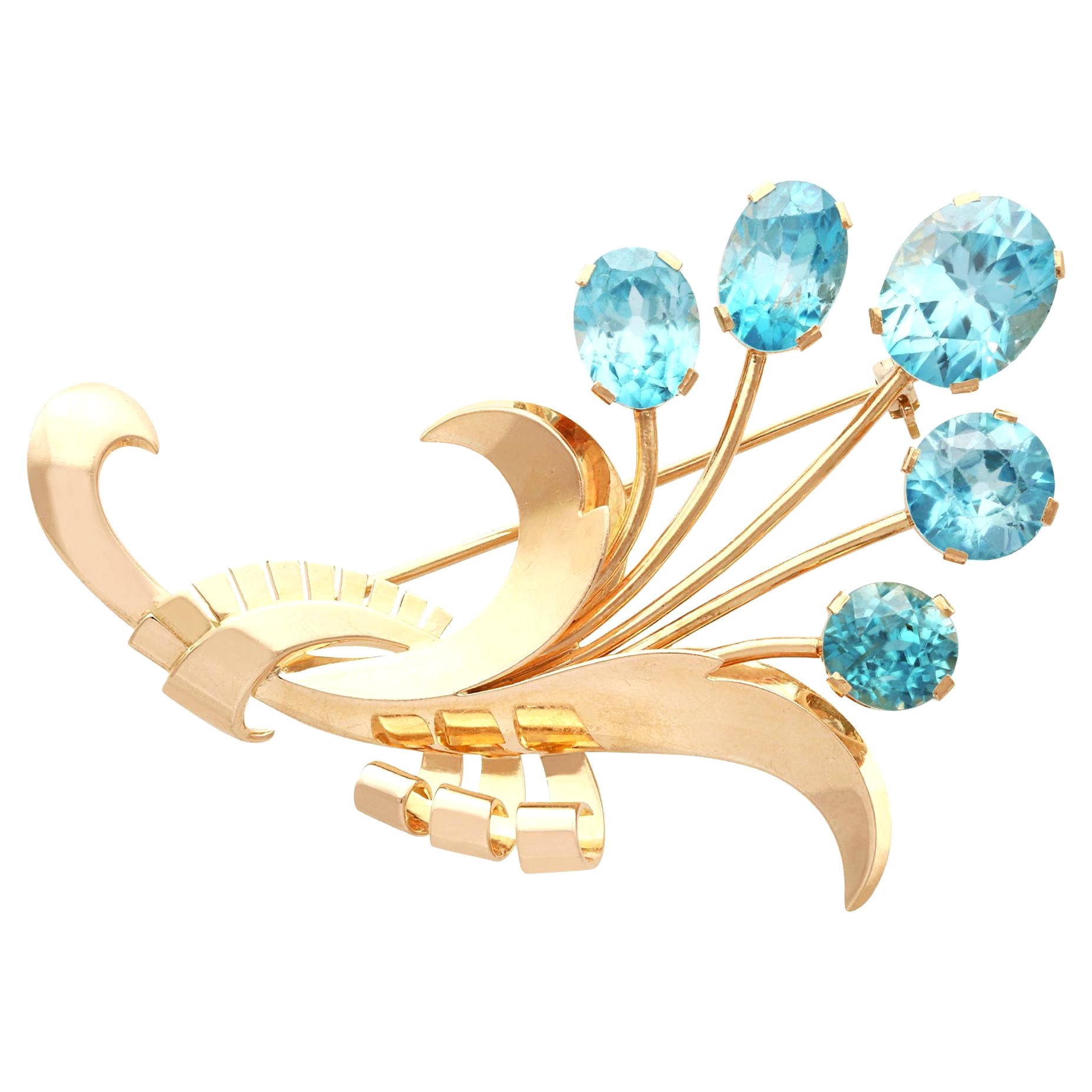 Vintage 24.92 Carat High Zircon and 14k Rose Gold Spray Brooch