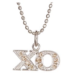 14K White Gold Diamond XO Necklace