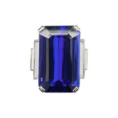 21.75 Carat Tanzanite and Diamond Cocktail Ring 18 Karat White Gold 