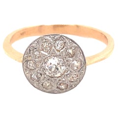 Antique Victorian Star Design Old Mine Cut Diamonds Platinum 18K Gold Ring