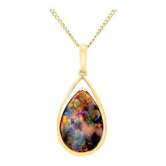 October Birthstone Australian 6.08ct Boulder Opal Pendant in 18K Yellow Gold