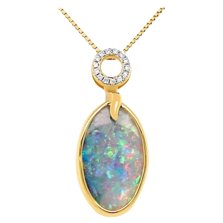Boulder Opal Diamond Gold Slide Pendant at 1stDibs