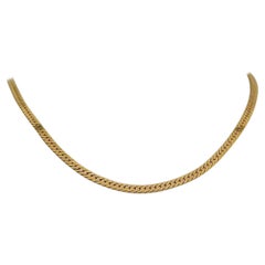 14 Karat Yellow Gold Solid UnoAErre Herringbone Link Necklace, Italy