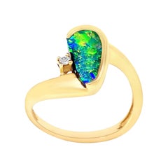 Natural Untreated Australian 1.62ct Black Opal Ring in 18K Yellow Gold