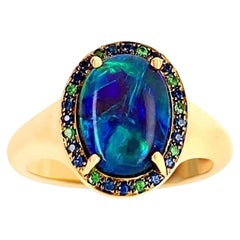 Bague en or jaune 18 carats avec opale noire australienne 2::88ct