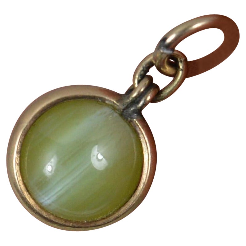 Victorian 9ct Gold and Cats Eye Chrysoberyl Charm Pendant