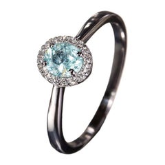 Tourmaline Paraiba White Gold Ring Light Blue Natural Gemstone Unisex Engagement