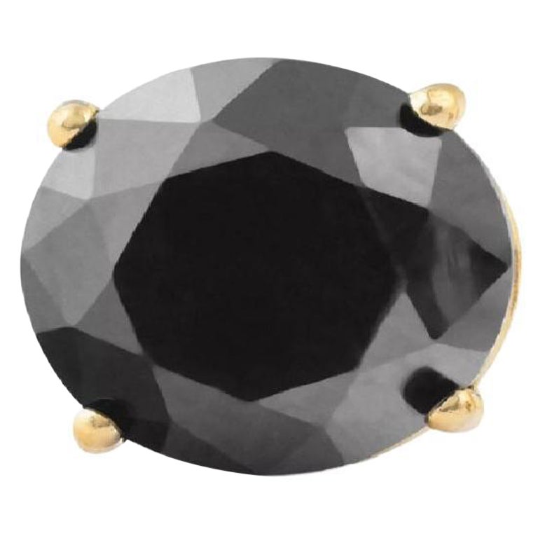 0.4 Carat Black Diamond Single Stud Earring in 14 K Yellow Gold For Sale