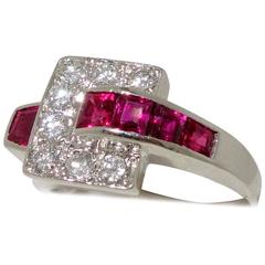 Burma Ruby Diamond Platinum Ring