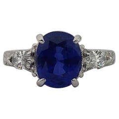 Stunning 3.91ct Natural Blue Sapphire 1.10ctw Diamond E-F VVS2-VS2 JBI Platinum 