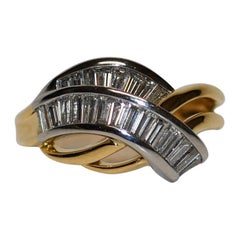 18K Gelbgold & Platin Diamant Baguette-Ring, 1,07tdw, 7.9g