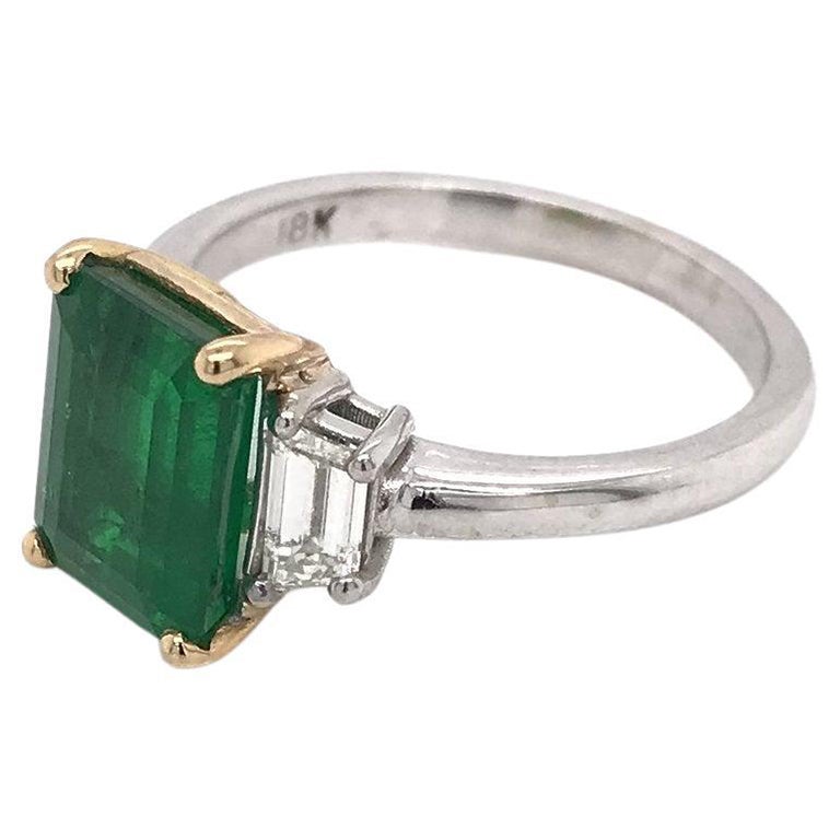 2.50 Carat Emerald & Diamond Ring 18K Gold