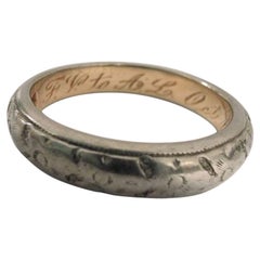 14K White Gold Carved Engraved Wedding Band Ring