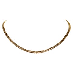 14 Karat Yellow Gold Solid Double Curb Link Chain Necklace, Italy