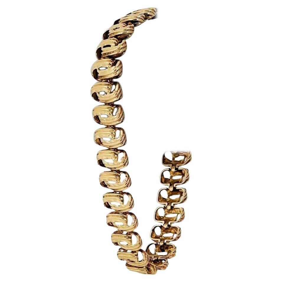 14 Karat Yellow Gold Vintage Ribbed Spiral Link Bracelet