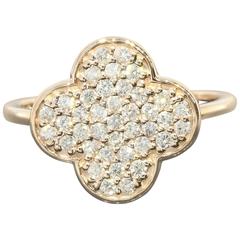 Diamond Pave Gold Clover Ring