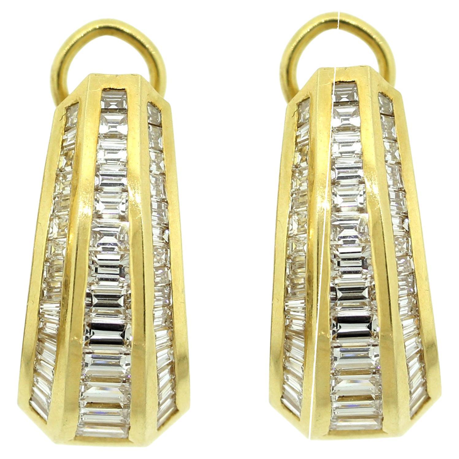 Long Diamond Gold Cascade Earrings, Circa 1970’s For Sale