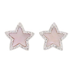 Mother-of-Pearl & Diamond Star Stud Earrings