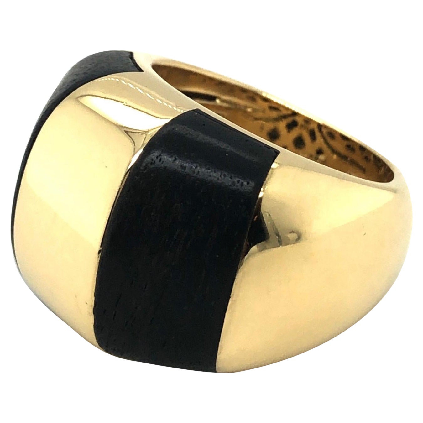 18 Karat Yellow Gold and Wood Cocktail Ring, 1990s