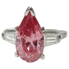 GIA Rare 2.11ct Fancy Vivid Pink Pear VS1 Diamond Platinum Ring Amazing