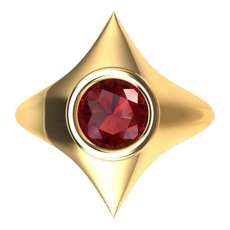For Sale:  18 Karat Yellow Gold Rhombus Ruby 1.13 Carat Sculpture Ring