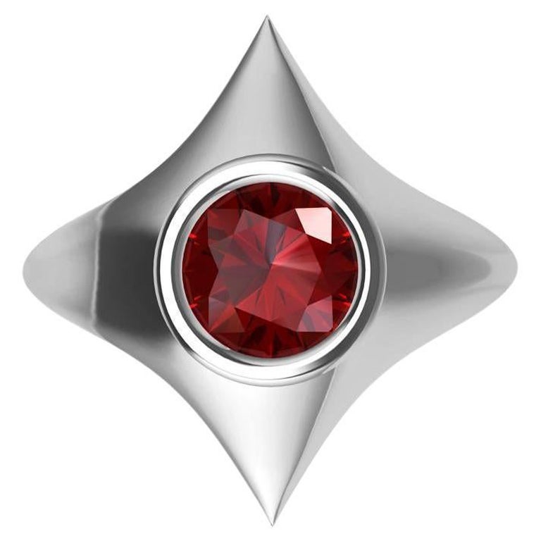 For Sale:  Platinum Rhombus Ruby 1.13 Carat Sculpture Ring