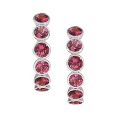Handcrafted Eternity Hoop Earrings in Pink Tourmaline and 18 Karat White Gold