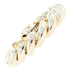 Yellow Gold San Marco Chain Bracelet, 14k Box Clasp, Italy