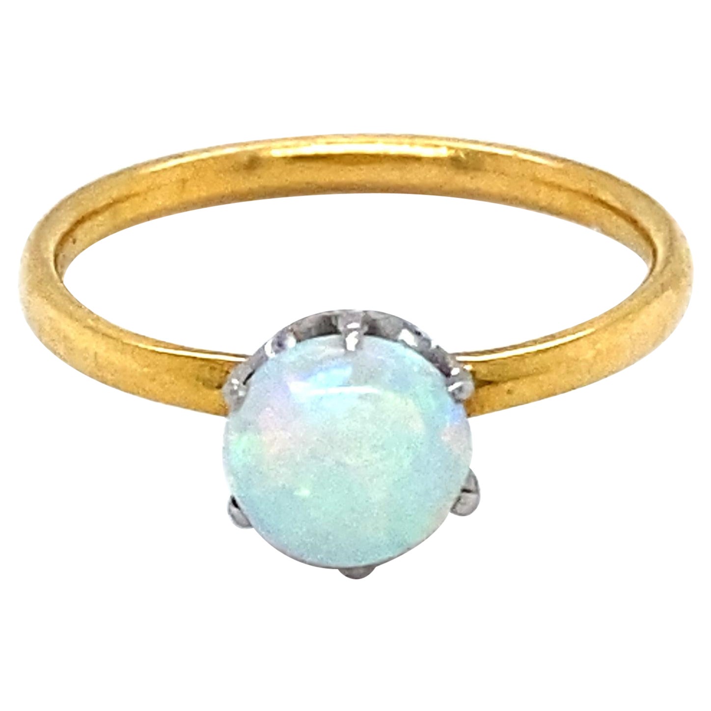 Vintage Tiffany & Co 18K Yellow Gold Opal Solitaire Ring Engagement Ring