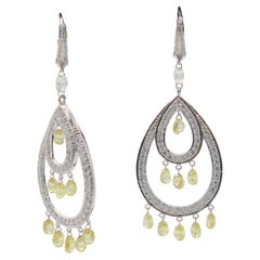 PANIM Fancy Briolettes Diamond Dangler Earrings 18 Karat White Gold