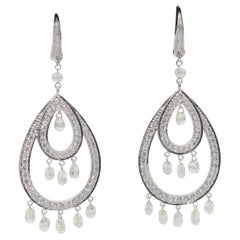 PANIM White Briolettes Diamond Dangler Earrings 18 Karat White Gold
