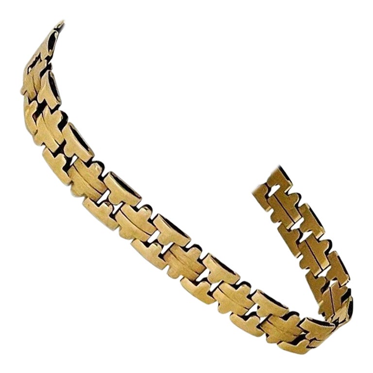 14 Karat Yellow Gold Ladies Fancy Link Bracelet, Italy