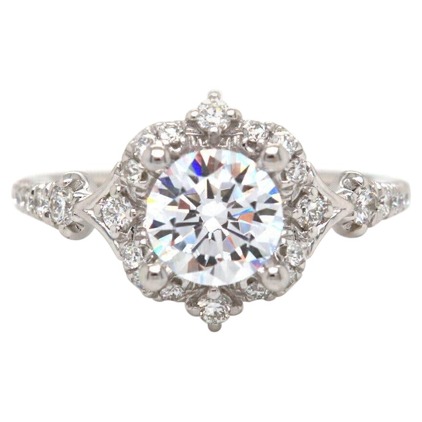 New Gabriel & Co. 0.35ctw Diamond Scalloped Halo Semi Mount Ring in 14K For Sale