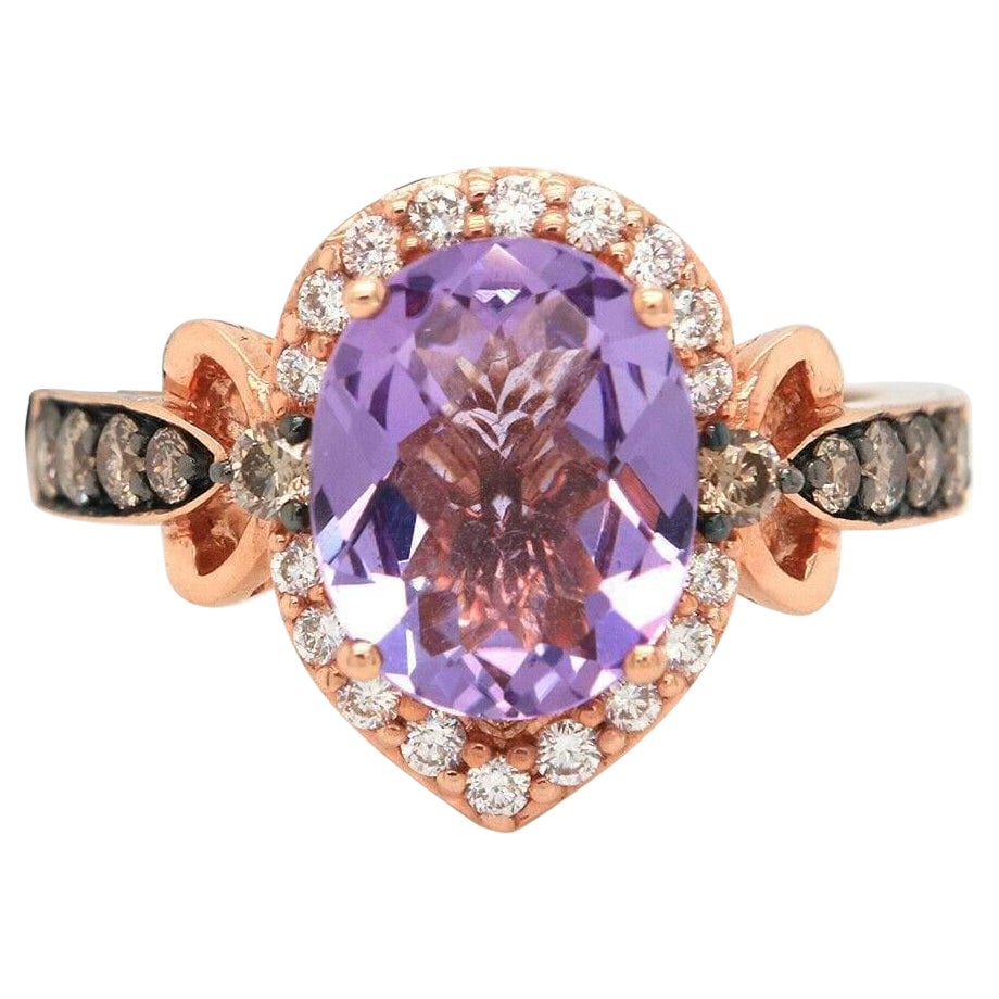 New Le Vian Oval Amethyst and 0.40ctw Diamond Ring in 14K Rose Gold For Sale