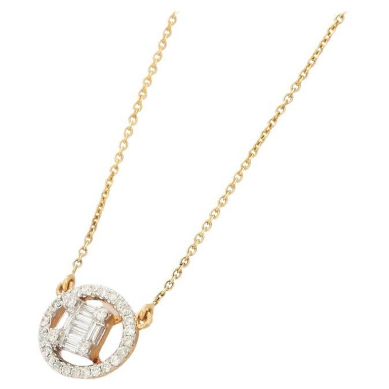 Everyday Diamond Round Pendant in 18k Solid Yellow Gold For Sale