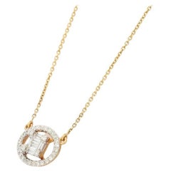 Everyday Diamond Round Pendant in 18k Solid Yellow Gold